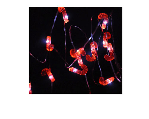 Red Crutch 20 LED Sensor Night Light Desain Elegan Untuk Pesta Natal